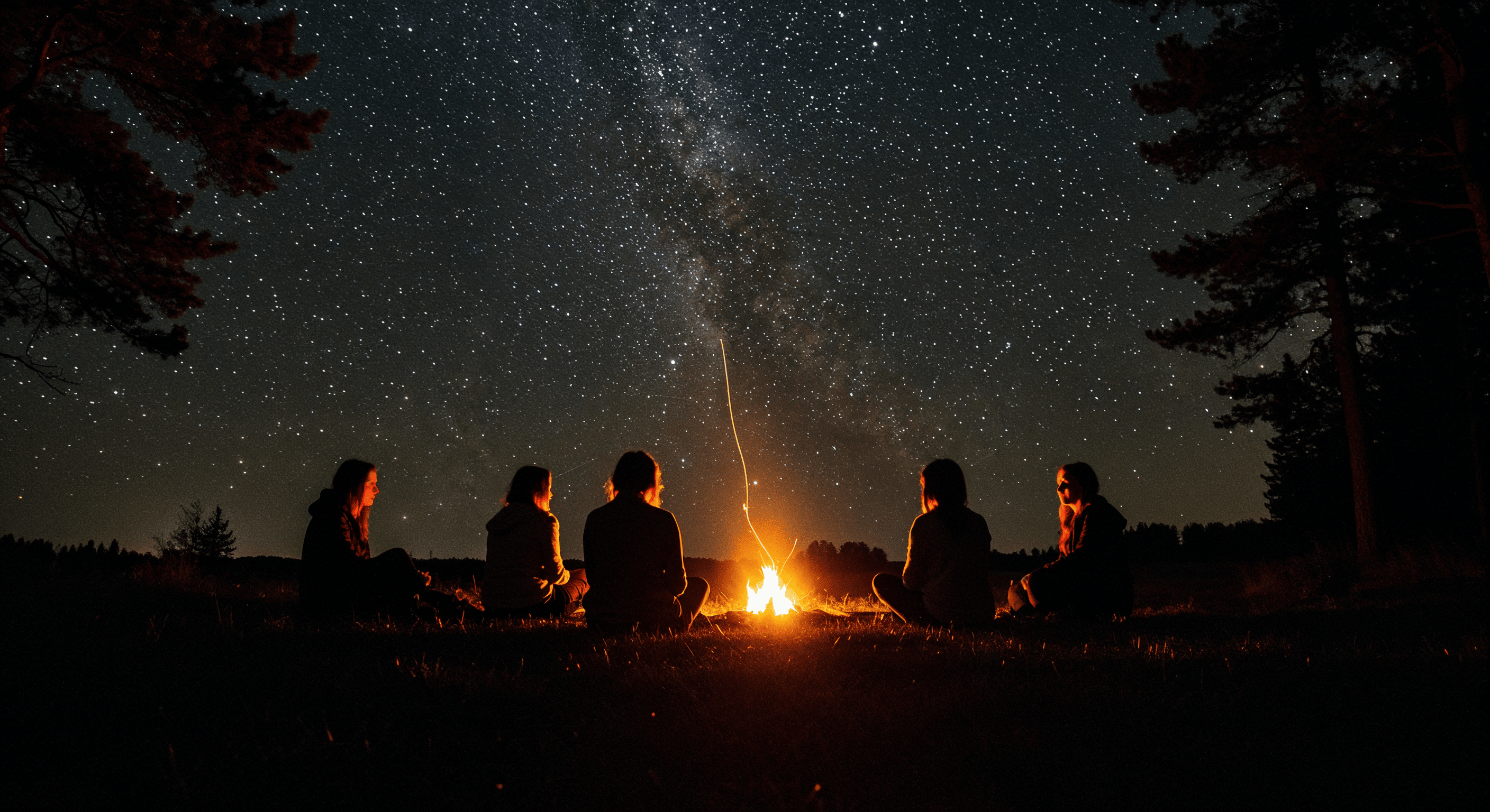 Lagerfeuer unter dem Sternenhimmel